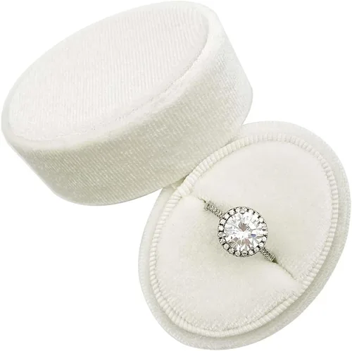 Caja ovalada de terciopelo para anillos, caja de anillos de boda de alta calidad, vintage, hecha a mano, soporte para anillos, organizador de joyas,