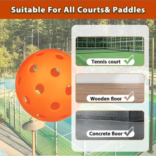 Miniatura 5 de Outdoor Pickleball Balls Set, USAPA Approved, 40 Hole, High Bounce True Flight, Durable for All Skill Levels