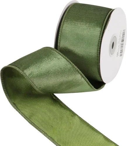 Miniatura 3 de HUIHUANG Cinta de terciopelo verde con alambre de 2-1/2 pulgadas, cinta de terciopelo verde musgo para árbol de Navidad, lazos grandes, coronas