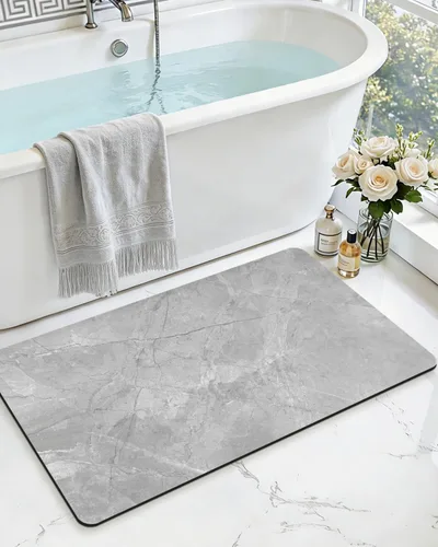 Miniatura 9 de DEXI Alfombra de baño ultra fina, de 16 x 24 pulgadas, antideslizante, para suelo de ducha, absorbente, de secado rápido, de mármol, perfil bajo