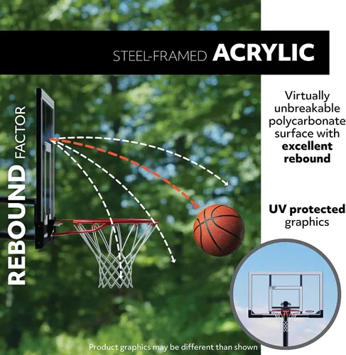 Miniatura 4 de Nuevo aro de baloncesto portátil ajustable de por vida 71522 tablero de acrílico de 54 pulgadas