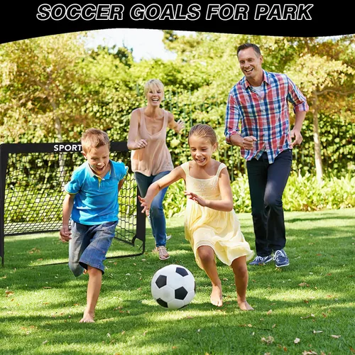 Miniatura 8 de Paquete de 2 redes de fútbol de 4 x 3 pies, porterías de fútbol para practicar niños para interiores y exteriores. Red de fútbol portátil con bolsa