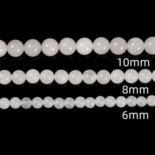 Miniatura 4 de 65 cuentas de jade blanco de 0.236 pulgadas, piedra natural, piedras preciosas redondas auténticas para hacer pulseras de bricolaje, joyas, cuerdas
