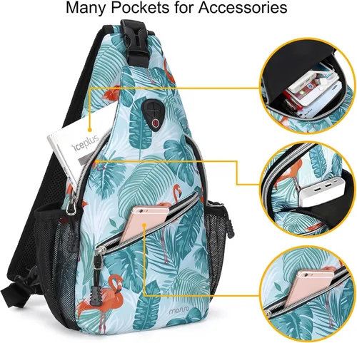 Miniatura 2 de MOSISO Mini Sling Mochila,Pequeño Senderismo Daypack Patrón Viaje Bolsa De Deportes Al Aire Libre, Flamenco