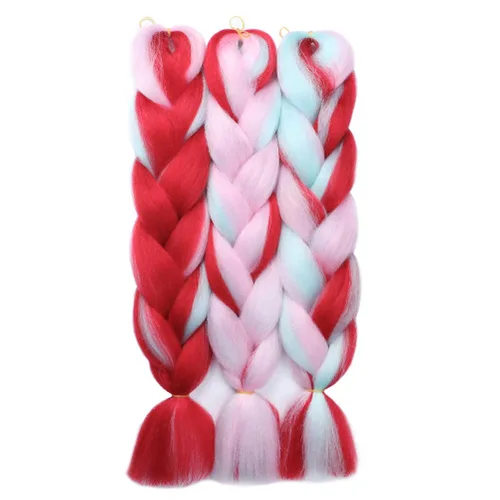 Miniatura 11 de Xiaofeng Extensiones de cabello trenzado coloridas Ombre de 61 cm, 3 unidades, trenzas Jumbo de alta temperatura para trenzas en zigzag y trenzas
