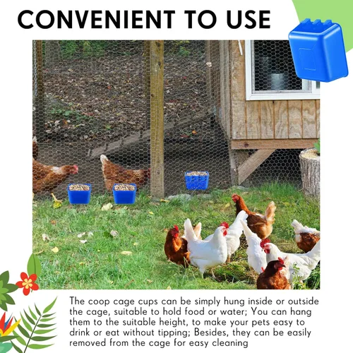 Miniatura 6 de Maxdot 20 piezas de tazas de jaula para comedero de pollo, regaderas para aves de 16 oz, comederos para pájaros colgantes, jaula para conejos, tazón