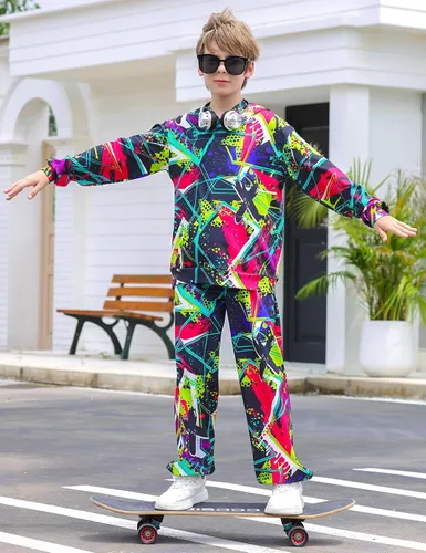 Miniatura 7 de uideazone Conjunto de sudadera con capucha y pantalón para niños 5-14T, conjunto de 2 piezas con estampado 3D