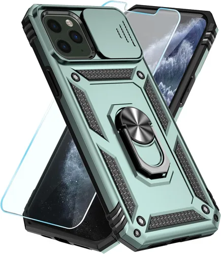 Miniatura 15 de SunStory Funda compatible con iPhone 11 Pro Max con protector de pantalla HD, cubierta de cámara deslizante y soporte de anillo giratorio