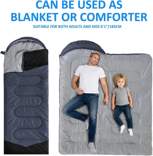Miniatura 3 de Oaskys - Saco de dormir para acampar, para 3 estaciones, clima cálido y fresco, verano, primavera, otoño, ligero, resistente al agua, para adultos