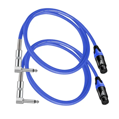 Miniatura 7 de (2 unidades/1.5 pies) XLR hembra a 1/4 TS ángulo recto, cable de micrófono hembra de 1/4 TS a XLR hembra, para mezclador de micrófono, instrumentos