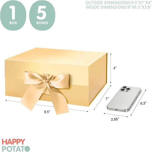 Miniatura 4 de Caja de regalo de Navidad HAPPY POTATO con cinta 9x6.5x3.8 pulgadas, cajas de propuesta para dama de honor con tapa, caja de regalo magnética dorada
