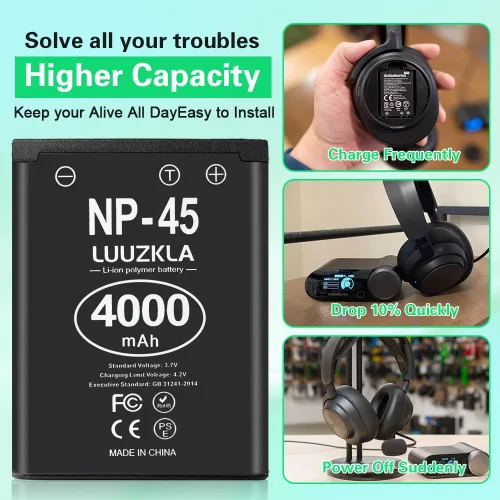 Miniatura 3 de 2 baterías NP-45 NP-45A NP-45B NP-45S de 4000 mAh, capacidad de actualización de 0 ciclos para auriculares inalámbricos Arctis Nova Pro