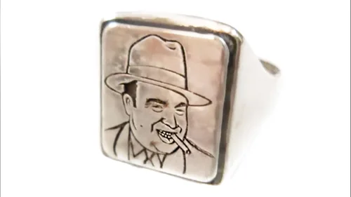 Miniatura 2 de Al Capone Alphonse Gabriel Capone Mobster Mafia Italiana Anillo Plata 925 Ezi Zino
