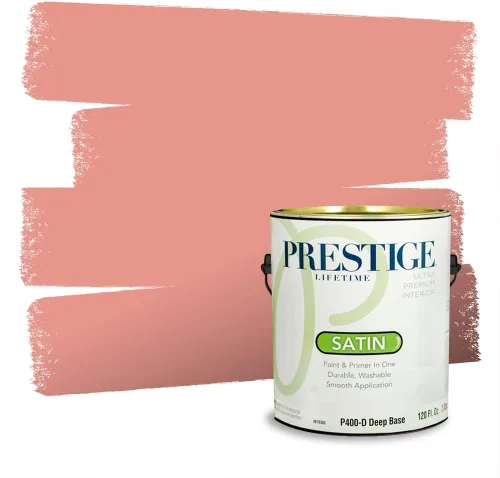 Miniatura 492 de Prestige Paints Pintura exterior e imprimación en uno, 1 galón, plano, coincidencia comparable de Valspar* Amber Rose*