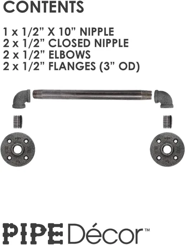 Miniatura 8 de Manija de puerta de granero industrial rústica, 10 pulgadas, accesorios de hierro gris de acero industrial auténtico, bridas y tubos para puertas