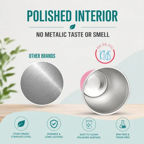 Miniatura 6 de Vasos de acero inoxidable para niños - Juego de 4 - Vasos de metal para niños y niños pequeños, vasos de primera calidad de 10 oz
