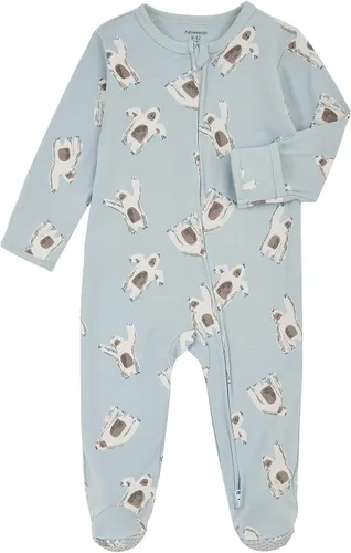 Miniatura 2 de Aablexema Pijama de bebé con puños de manopla, doble cremallera, ropa de algodón para bebés, pijamas para dormir con pies