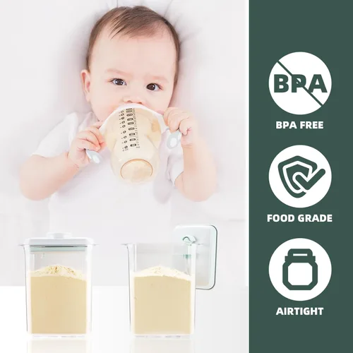 Miniatura 2 de Contenedor de Leche en Polvo para Bebés - Dispensador de Fórmula Hermético de 2300ml con Cuchara y Raspador, Sin BPA, Transparente, 28OZ, 1.76LB, 28