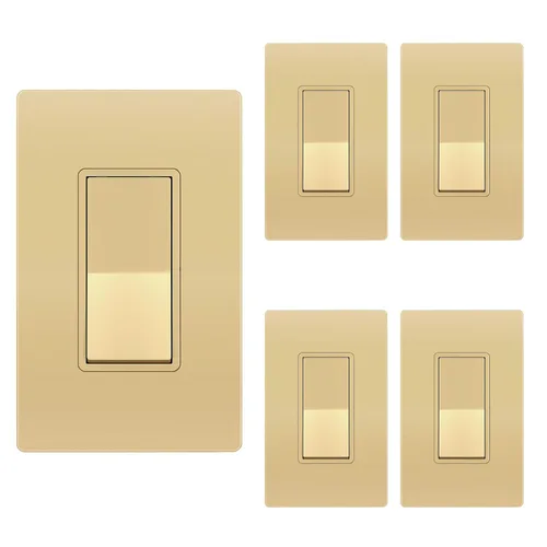 Miniatura 28 de ENERLITES Decorator Paddle Rocker Interruptor de luz, acabado brillante, un solo polo, 3 cables, tornillo de tierra, grado residencial, 15 A, 120