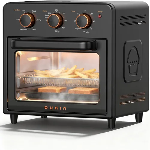 OUNIN Horno tostador y freidora de aire con infusión de vapor, 12L compacto, apto para encimera, precalentamiento rápido con opciones de hornear,