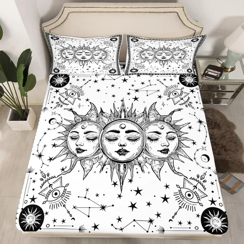 Miniatura 33 de Erosebridal Southwestern - Sábanas de cama bohemias aztecas, tamaño individual, sábanas hippie de cachemira, ropa de cama de estilo exótico, funda