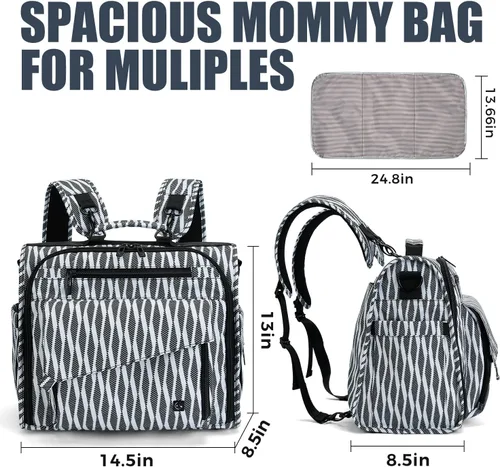 Miniatura 2 de ALLCAMP - Bolsa de pañales grande, cochecito de bebé, convertida en una bolsa de mano Zebra