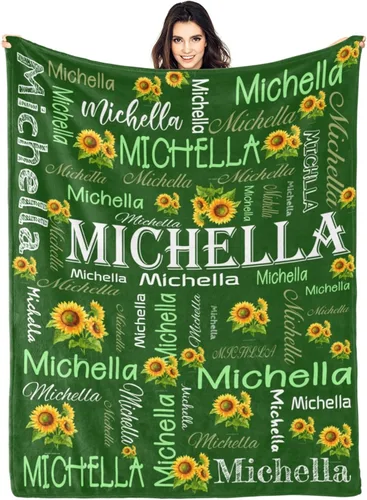 Miniatura 14 de Manta personalizada con nombre, manta personalizada con nombre, mantas personalizadas con texto, mantas de girasol, regalo personalizado para el día