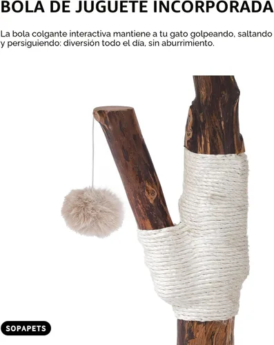 Miniatura 7 de Torre Estética para Gatos para Gatos Grandes, Árbol Grande para Gatos Maine Coon de Interior con Piel de Zorro Sintética, Poste Rascador de Sisal