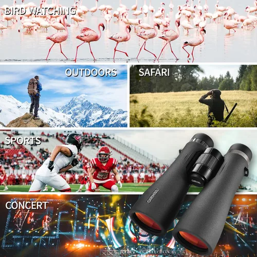 Miniatura 6 de Binoculares HD de 12 x 50 para adultos, alta potencia con adaptador de teléfono mejorado, visión clara de poca luz, IPX7 impermeable y ligero