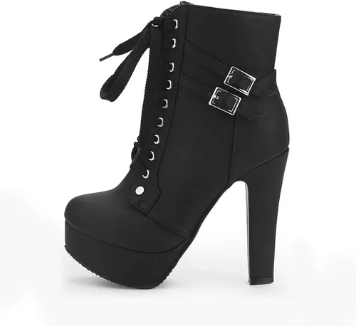 Miniatura 2 de Susanny - Botines de tacón alto para mujer, otoño, redondo, de agujetas, con tacón grueso y plataforma. Botines Knight Martin.