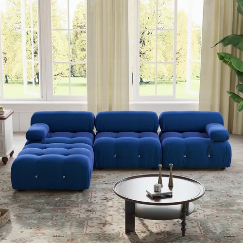 WJShome - Sofá seccional modular con otomano, sofá convertible de 103.95 pulgadas con chaise reversible, sofá minimalista en forma de L de Azul