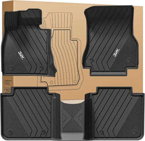 Miniatura 24 de 3W - Alfombrillas de piso para automóvil, para todo tipo de clima, de elastómero termoplástico (TPE), juego completo para 1ª y 2ª filas, color negro