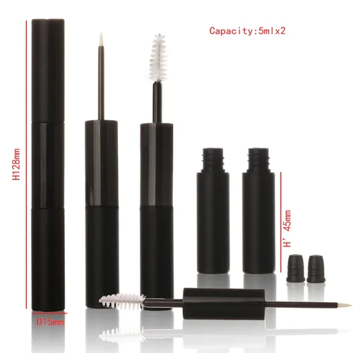 Miniatura 2 de COSIDEA 10 tubos vacíos de 5 mlx2 de doble extremo para rímel y delineador de ojos, tubo de rímel 2 en 1 de 0.3 fl oz y varita para botella