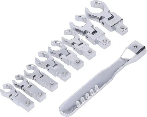 Miniatura 7 de Juego de llaves de trinquete giratorias de 180 grados, cabezales intercambiables, kit de herramientas de llave ajustable, 8 piezas de 0.354-0.748 in