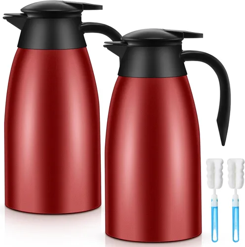 2 jarras térmicas de café de 51 onzas para mantener el calor aislado al vacío de acero inoxidable al vacío, jarra de café al vacío de doble pared