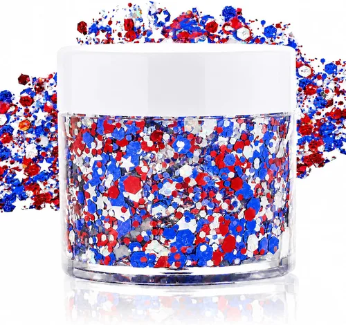 Miniatura 13 de Gel de purpurina blanca para la cara, purpurina corporal de sirena, festival, rave, carnaval, Halloween, cabello, lentejuelas para el cabello