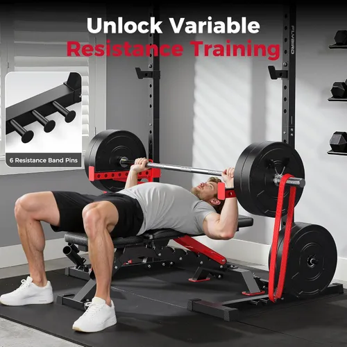 Miniatura 7 de FLYBIRD SR1 - Estante para sentadillas con barra de dominadas, estante de potencia multifuncional ajustable, soporte de sentadillas de ancho