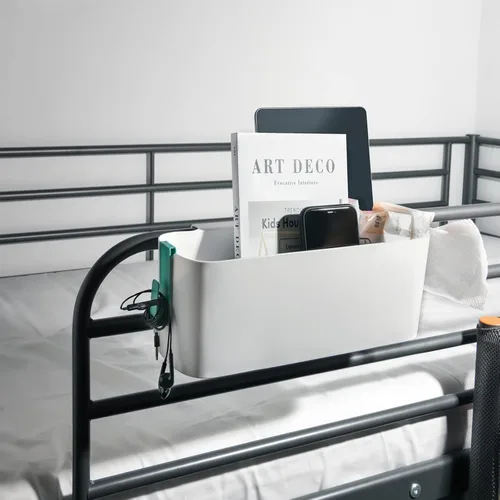 Miniatura 5 de Yopay Paquete de 2 organizadores de mesita de noche, estante de plástico para litera, soporte para mesita de noche, soporte de bolsillo
