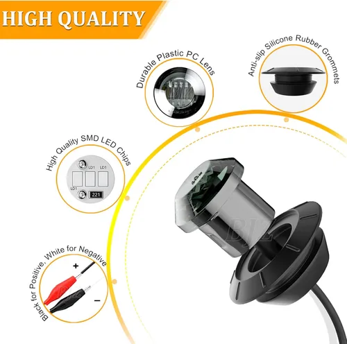 Miniatura 6 de BJZ 10 piezas de luces LED redondas de 3/4" blancas de 12V para remolque, luz de señal delantera, trasera, lateral, impermeable con lente ahumada