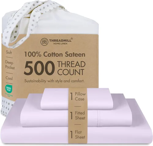 Miniatura 15 de Threadmill - Sábanas de algodón de lujo para hotel, tamaño King, 100% algodón, 500 hilos con bolsillo profundo, ajuste cómodo, suaves y frescas