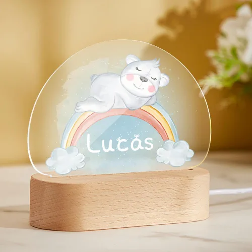 Miniatura 12 de VEELU Regalos personalizados para niños, luz nocturna con nombre personalizado con lindos animales, lámpara LED acrílica para bebé, regalo