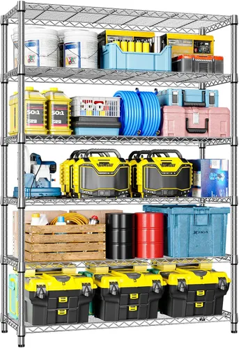 Miniatura 8 de IZEUK Estantes de Almacenamiento Conectados, Unidad de Estantería Metálica Ajustable DIY de Servicio Pesado para Esquina, Ideal para Cocina, Garaje