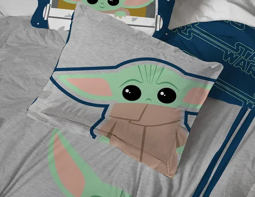 Miniatura 6 de Jay Franco Star Wars The Mandalorian Hello Grogu - Juego de ropa de cama de 7 piezas tamaño matrimonial, incluye edredón y juego de sábanas, ropa