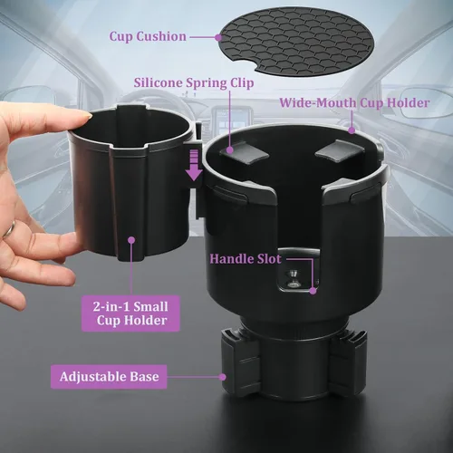 Miniatura 2 de JINKEY Expansor de portavasos 2 en 1, extensor de portavasos extra con inserto de taza ajustable para asiento delantero de automóvil para Yeti