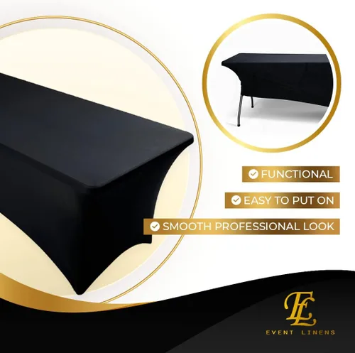 Miniatura 8 de Mantel rectangular de lino de elastano de 8 pies, funda ajustable para mesa plegable de 8 pies, ropa de cama de boda, paños de banquete, fundas
