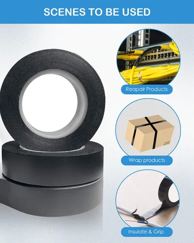 Miniatura 3 de Wapodeai 3 cintas eléctricas, cinta eléctrica negra de alta calidad, ignífuga para interiores y exteriores, resistente a altas temperaturas, 0.62