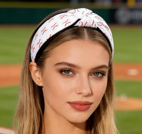Miniatura 5 de ZITULRY Diademas anudadas para mujer, baloncesto, fútbol, béisbol, estampadas, banda ancha con nudo superior, diadema deportiva, fiesta