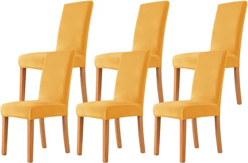Miniatura 19 de Velvet Chair Covers Beige Gray, Stretch Dining Room Chair Covers 2 Pack, Super Fit Dining Chairs Slipcovers Spandex Washable Kitchen Parson Chair