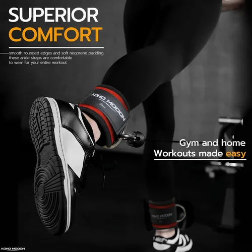 Miniatura 12 de AOHO MOOON Correas de tobillo ajustables y cómodas para máquinas de cable para mujeres, correa de pierna para gimnasio, tobillera para glúteos, Azul