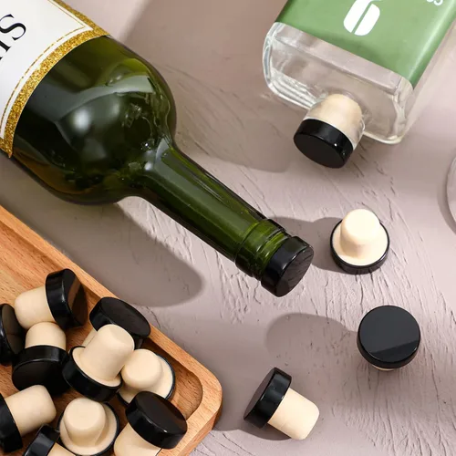Miniatura 4 de Yookeer Tapón en forma de T de corcho para botellas de vino, tapón reutilizable para botellas de cerveza, manualidades (negro, 36 piezas)